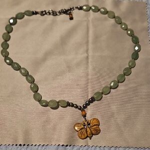 Quartz Beaded Necklace With Butterfly